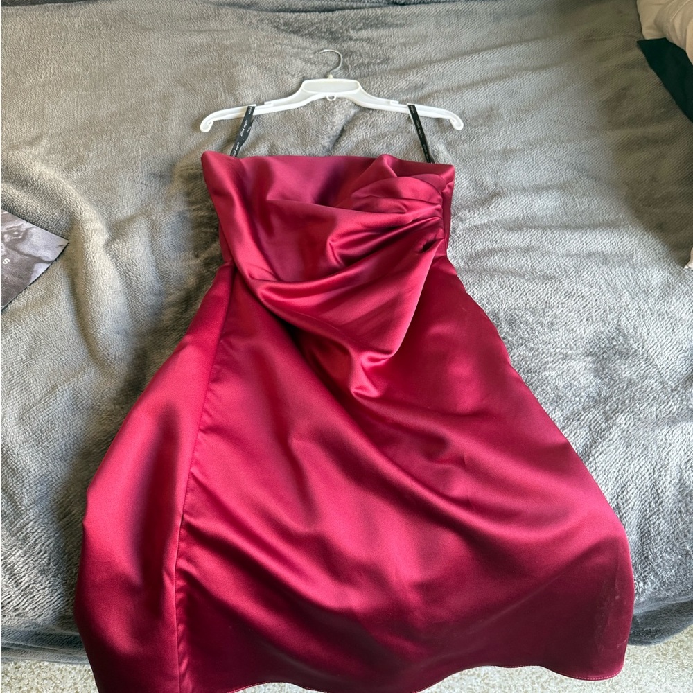 Alfred Angelo Strapless Burgundy Dress